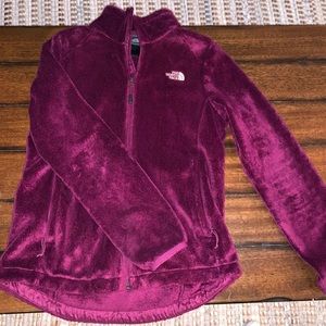 magenta fleece North Face jacket
